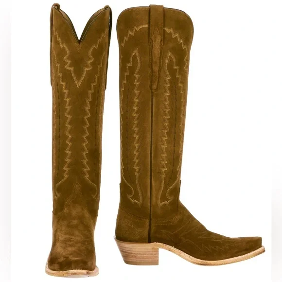 Lucchese PRISCILLA SUEDE cowboy boots size 6.5 Expresso suede NEW - Picture 1 of 3